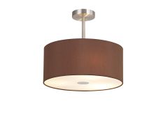 Baymont Satin Nickel 3 Light E27 Semi Flush With 40cm x 18cm Dual Faux Silk Shade, Cocoa/Grecian Bronze & Frosted/PC Acrylic Diffuser