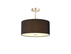 Baymont Satin Nickel 3 Light E27 Semi Flush With 40cm x 18cm x 18cm Faux Silk Shade, Black/White Laminate & Frosted/PC Acrylic Diffuser