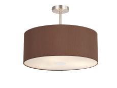 Baymont Satin Nickel 3 Light E27 Semi Flush With 50cm x 20cm Dual Faux Silk Shade, Cocoa/Grecian Bronze & Frosted/PC Acrylic Diffuser