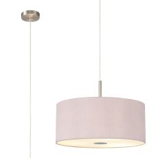 Baymont Satin Nickel  3 Light E27 Single Pendant With 50cm x 20cm Dual Faux Silk Shade, Taupe/Halo Gold & Frosted/PC Acrylic Diffuser