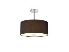 Baymont Polished Chrome 5 Light E27 Semi Flush With 40cm x 18cm Faux Silk Shade, Black/White Laminate & Frosted/PC Acrylic Diffuser