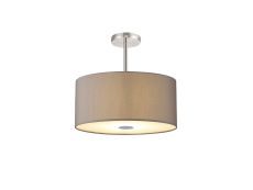 Baymont Polished Chrome 5 Light E27 Semi Flush With 40cm x 18cm Faux Silk Shade, Grey/White Laminate & Frosted/PC Acrylic Diffuser