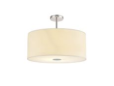 Baymont Polished Chrome 5 Light E27 Semi Flush Fixture With 60cm x 22cm Faux Silk Shade Ivory Pearl/White Laminate & Frosted/PC Acrylic Diffuser