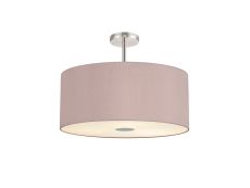 Baymont Polished Chrome 5 Light E27 Semi Flush Fixture With 60cm x 22cm Dual Faux Silk Shade, Taupe/Halo Gold & Frosted/PC Acrylic Diffuser