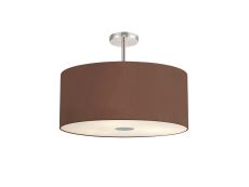 Baymont Polished Chrome 5 Light E27 Semi Flush Fixture With 60cm x 22cm Dual Faux Silk Shade, Cocoa/Grecian Bronze & Frosted/PC Acrylic Diffuser