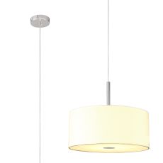 Baymont Polished Chrome  5 Light E27 Single Pendant With 40cm x 18cm Faux Silk Shade, Ivory Pearl/White Laminate & Frosted/PC Acrylic Diffuser