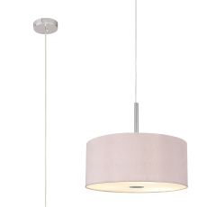 Baymont Polished Chrome  5 Light E27 Single Pendant With 40cm x 18cm Dual Faux Silk Shade, Taupe/Halo Gold & Frosted/PC Acrylic Diffuser