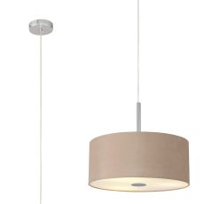 Baymont Polished Chrome  5 Light E27 Single Pendant With 40cm x 18cm Dual Faux Silk Shade, Antique Gold/Ruby & Frosted/PC Acrylic Diffuser