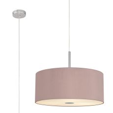 Baymont Polished Chrome  5 Light E27 Single Pendant With 60cm x 22cm x 22cm Dual Faux Silk Shade, Taupe/Halo Gold & Frosted/PC Acrylic Diffuser