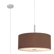 Baymont Polished Chrome  5 Light E27 Single Pendant With 60cm x 22cm Dual Faux Silk Shade, Cocoa/Grecian Bronze & Frosted/PC Acrylic Diffuser