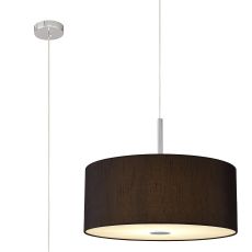 Baymont Polished Chrome  5 Light E27 Single Pendant With 60cm x 22cm x 22cm Faux Silk Shade, Black/White Laminate & Frosted/PC Acrylic Diffuser