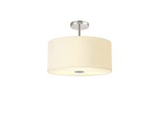 Baymont Polished Chrome 5 Light E27 Drop Flush With 40cm x 18cm Faux Silk Shade, Ivory Pearl/White Laminate & Frosted/PC Acrylic Diffuser