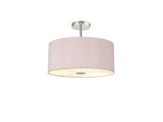 Baymont Polished Chrome 5 Light E27 Drop Flush With 40cm x 18cm Dual Faux Silk Shade, Taupe/Halo Gold & Frosted/PC Acrylic Diffuser