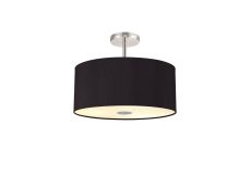 Baymont Polished Chrome 5 Light E27 Drop Flush With 40cm x 18cm Dual Faux Silk Shade, Black/Green Olive & Frosted/PC Acrylic Diffuser