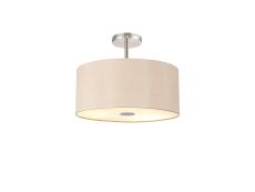 Baymont Polished Chrome 5 Light E27 Drop Flush With 40cm x 18cm Dual Faux Silk Shade, Antique Gold/Ruby & Frosted/PC Acrylic Diffuser