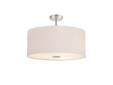 Baymont Polished Chrome 5 Light E27 Drop Flush With 60cm x 22cm Dual Faux Silk Shade Nude Beige/Moonlight & Frosted/PC Acrylic Diffuser