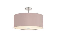 Baymont Polished Chrome 5 Light E27 Drop Flush With 60cm x 22cm Dual Faux Silk Shade, Taupe/Halo Gold & Frosted/PC Acrylic Diffuser