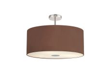 Baymont Polished Chrome 5 Light E27 Drop Flush With 60cm x 22cm Dual Faux Silk Shade Cocoa/Grecian Bronze & Frosted/PC Acrylic Diffuser