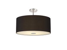 Baymont Polished Chrome 5 Light E27 Drop Flush With 60cm x 22cm Dual Faux Silk Shade, Black/Green Olive & Frosted/PC Acrylic Diffuser