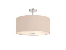 Baymont Polished Chrome 5 Light E27 Drop Flush With 60cm x 22cm Dual Faux Silk Shade, Antique Gold/Ruby & Frosted/PC Acrylic Diffuser