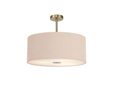 Baymont Antique Brass 5 Light E27 Semi Flush Fixture With 60cm x 22cm Dual Faux Silk Shade, Antique Gold/Ruby & Frosted/PC Acrylic Diffuser