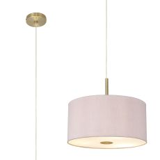 Baymont Antique Brass  5 Light E27 Single Pendant With 40cm x 18cm Dual Faux Silk Shade, Taupe/Halo Gold & Frosted/AB Acrylic Diffuser