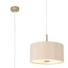 Baymont Antique Brass  5 Light E27 Single Pendant With 40cm x 18cm Dual Faux Silk Shade, Antique Gold/Ruby & 40cm x 18cm Frosted/AB Acrylic Diffuser