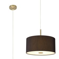 Baymont Antique Brass  5 Light E27 Single Pendant With 40cm x 18cm Faux Silk Shade, Black/White Laminate & Frosted/AB Acrylic Diffuser
