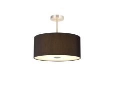 Baymont Satin Nickel 5 Light E27 Semi Flush With 40cm Faux Silk Shade, Black/White Laminate & Frosted/SN Acrylic Diffuser