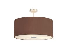 Baymont Satin Nickel 5 Light E27 Semi Flush Fixture With 60cm x 22cm Dual Faux Silk Shade, Cocoa/Grecian Bronze & Frosted/PC Acrylic Diffuser