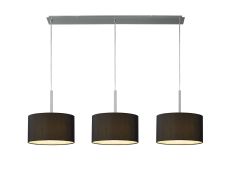 Baymont Polished Chrome 3 Light E27  Linear Pendant With 30cm x 17cm Faux Silk Shade, Black/White Laminate