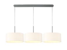 Baymont Polished Chrome 3 Light E27  Linear Pendant With 40cm x 18cm Dual Faux Silk Shade, Nude Beige/Moonlight