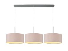 Baymont Polished Chrome 3 Light E27  Linear Pendant With 40cm x 18cm Dual Faux Silk Shade, Taupe/Halo Gold