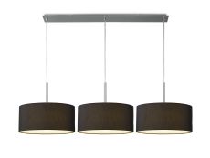 Baymont Polished Chrome 3 Light E27  Linear Pendant With 40cm x 18cm Faux Silk Shade, Black/White Laminate