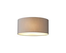 Baymont White 3 Light E27 Universal Flush Ceiling Fixture With 40cm x 18cm Faux Silk Shade, Grey/White Laminate & Frosted Acrylic Diffuser
