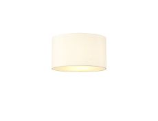 Baymont White 3 Light E27 Flush With 30cm x 17cm Faux Silk Shade, Ivory Pearl/White Laminate & Frosted Acrylic Diffuser
