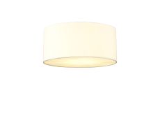 Baymont White 3 Light E27 Universal Flush Ceiling Fixture With 40cm x 18cm Faux Silk Shade, Ivory Pearl/White Laminate & Frosted Acrylic Diffuser