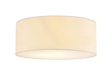 Baymont White 3 Light E27 Universal Flush Ceiling Fixture With 60cm x 22cm Faux Silk Shade, Ivory Pearl/White Laminate & Frosted Acrylic Diffuser
