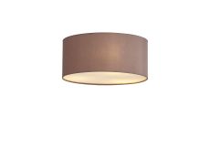 Baymont White 3 Light E27 Universal Flush Ceiling Fixture With 40cm x 18cm Dual Faux Silk Shade, Taupe/Halo Gold & Frosted Acrylic Diffuser