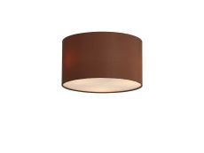 Baymont White 3 Light E27 Flush With 30cm x 17cm Dual Faux Silk Shade Raw Cocoa/Grecian Bronze & Frosted Acrylic Diffuser