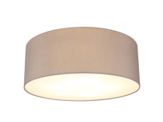 Baymont White 5 Light E27 Universal Flush Ceiling Fixture With 60cm x 22cm Faux Silk Shade, Grey/White Laminate & Frosted Acrylic Diffuser