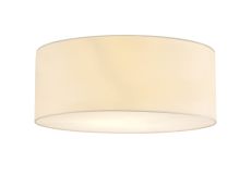 Baymont White 5 Light E27 Universal Flush Ceiling Fixture With 60cm x 22cm Faux Silk Shade, Ivory Pearl/White Laminate & Frosted Acrylic Diffuser