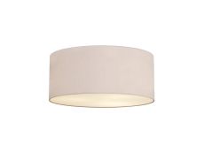 Baymont White 5 Light E27 Universal Flush Ceiling Fixture With 60cm x 22cm Dual Faux Silk Shade, Nude Beige/Moonlight & Frosted Acrylic Diffuser