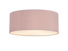 Baymont White 5 Light E27 Universal Flush Ceiling Fixture With 60cm x 22cm Dual Faux Silk Shade, Taupe/Halo Gold & Frosted Acrylic Diffuser
