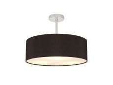 Baymont 45cm Polished Chrome 3 Light E27 Semi Flush Fixture, With 4cm x 15cm Faux Silk Shade, Black