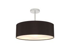 Baymont Polished Chrome 3 Light E27 Semi Flush Fixture, With 4cm x 15cm Faux Silk Shade, Black