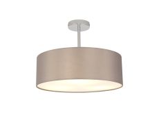 Baymont 45cm Polished Chrome 3 Light E27 Semi Flush Fixture, With 4cm x 15cm Faux Silk Shade, Grey