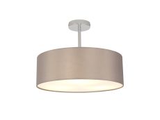 Baymont Polished Chrome 3 Light E27 Semi Flush Fixture, With 4cm x 15cm Faux Silk Shade, Grey