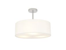 Baymont Polished Chrome 3 Light E27 Semi Flush Fixture, With 4cm x 15cm Faux Silk Shade, White