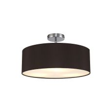 Baymont Polished Chrome 3 Light E27 Drop Flush, With 45cm x 15cm Faux Silk Shade, Black